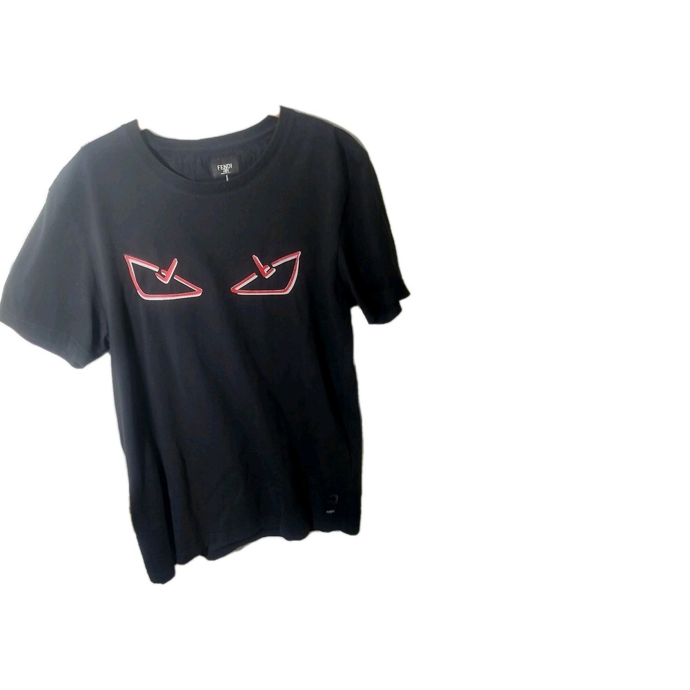 Fendi Men's Graphic Print Jersey T-Shirt Black XL